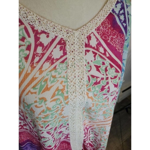 CHICO’S Metallic Crochet Neckline Poncho Topper Sz S/M - Picture 2 of 7